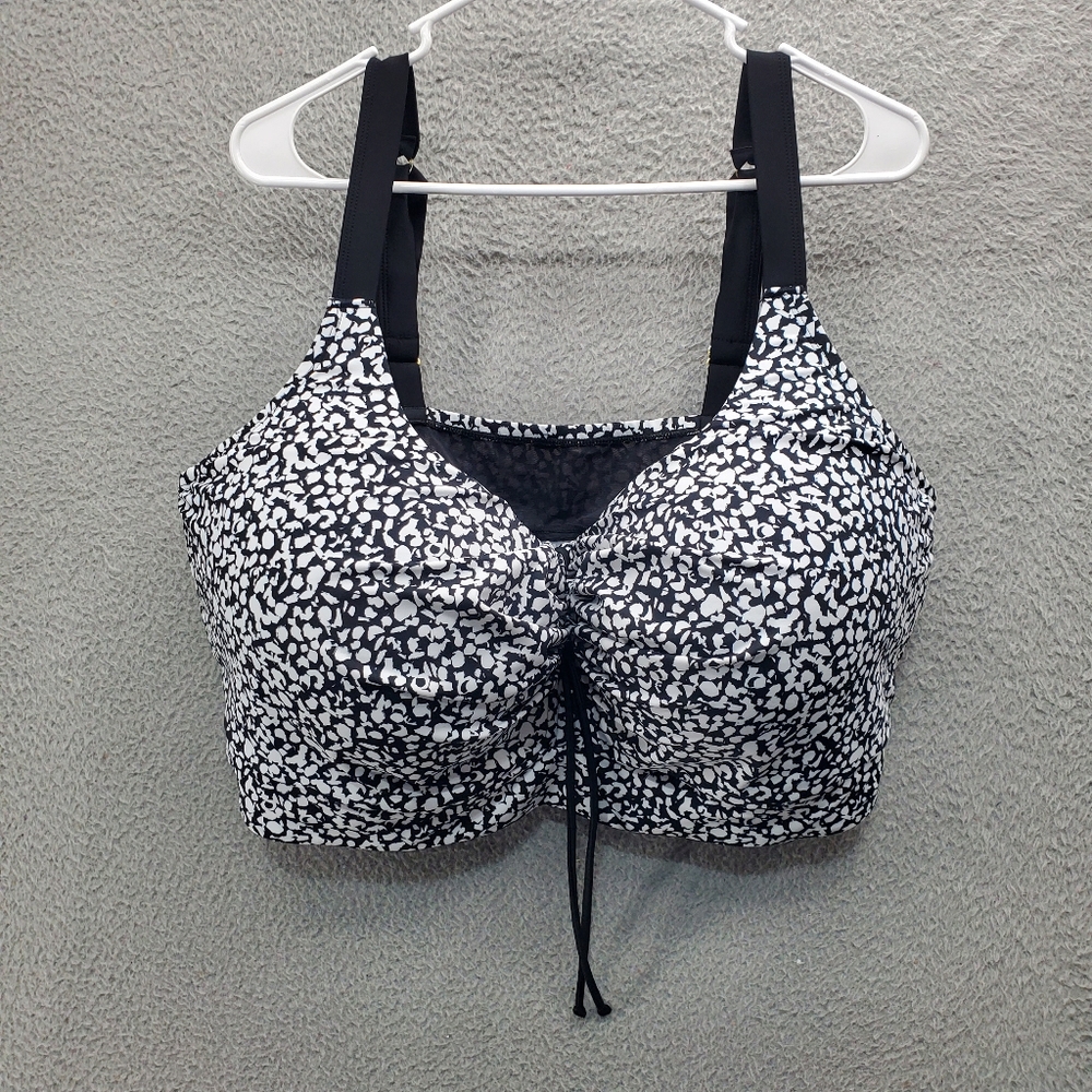 Swimsuits For All Plus Size 46G Bra Sized Tie Front Longline Bikini Top